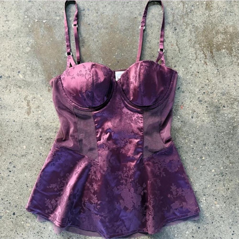 1999 Victoria’s Secret Purple Floral Bustier Top